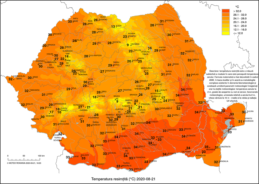 Temperaturile resimţite în România